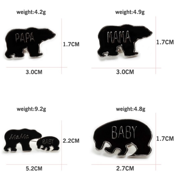 New - Bear Family Thick Enamel Pin Set Brooches - Picture 3 of 3
